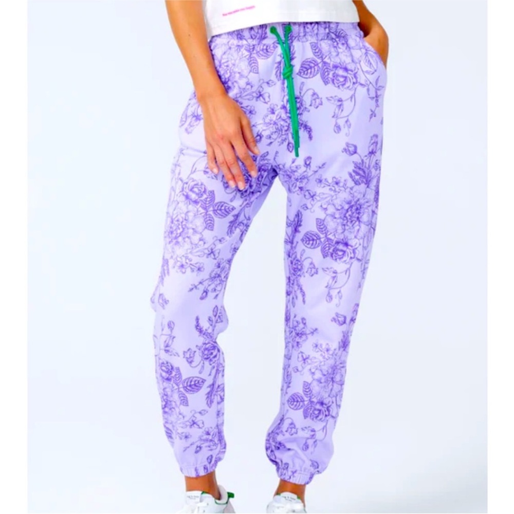 Terez Lavender Floral Jogger Sweatpants Medium